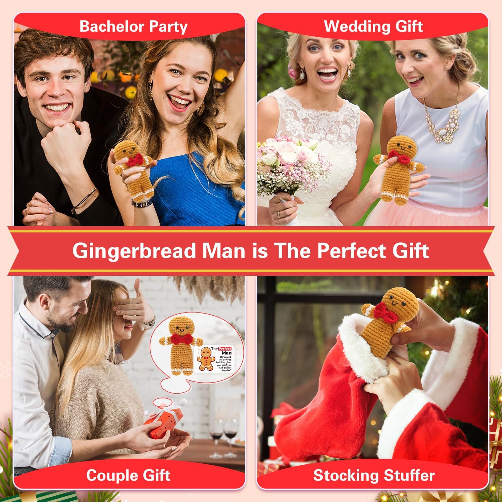 Handmade Crochet Gingerbread Man Christmas Plush