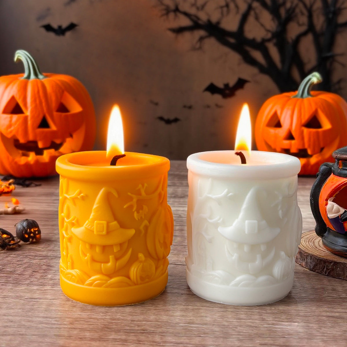 Pumpkin Skull Halloween Candle 3D Embossed Fall Decor