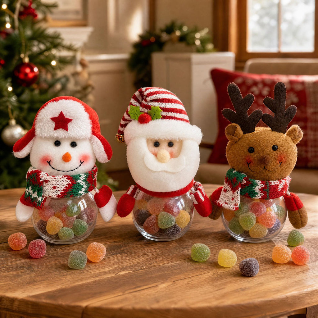 Christmas Candy Jar Figurine Holiday Tabletop Decoration