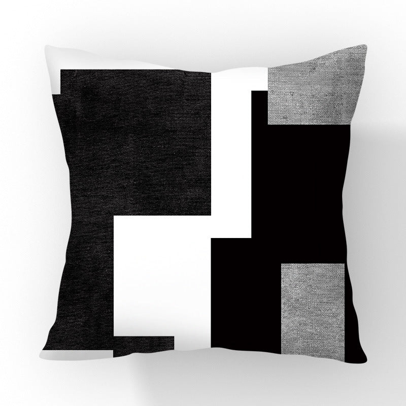 Modern Color Block Linen Square Throw Pillow Cover 18x18