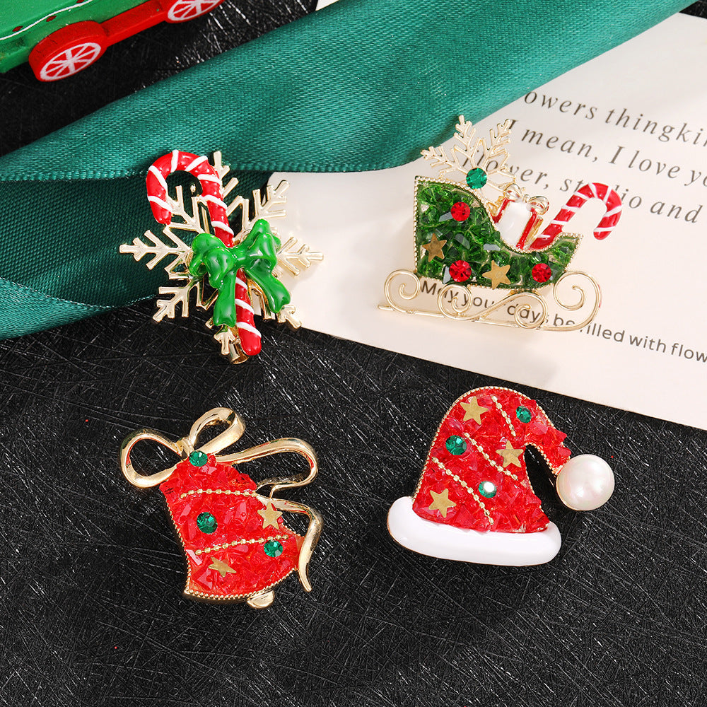 Christmas Alloy Holiday Brooch Set Festive Pin
