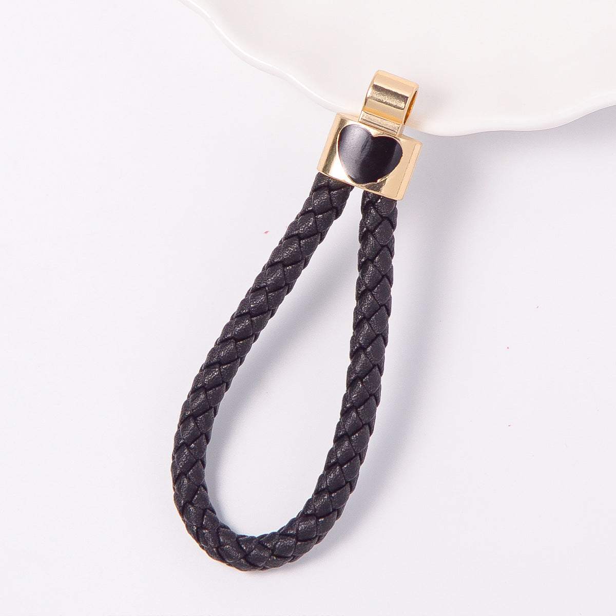 Braided Leather Heart Keychain Car Bag Charm Gift