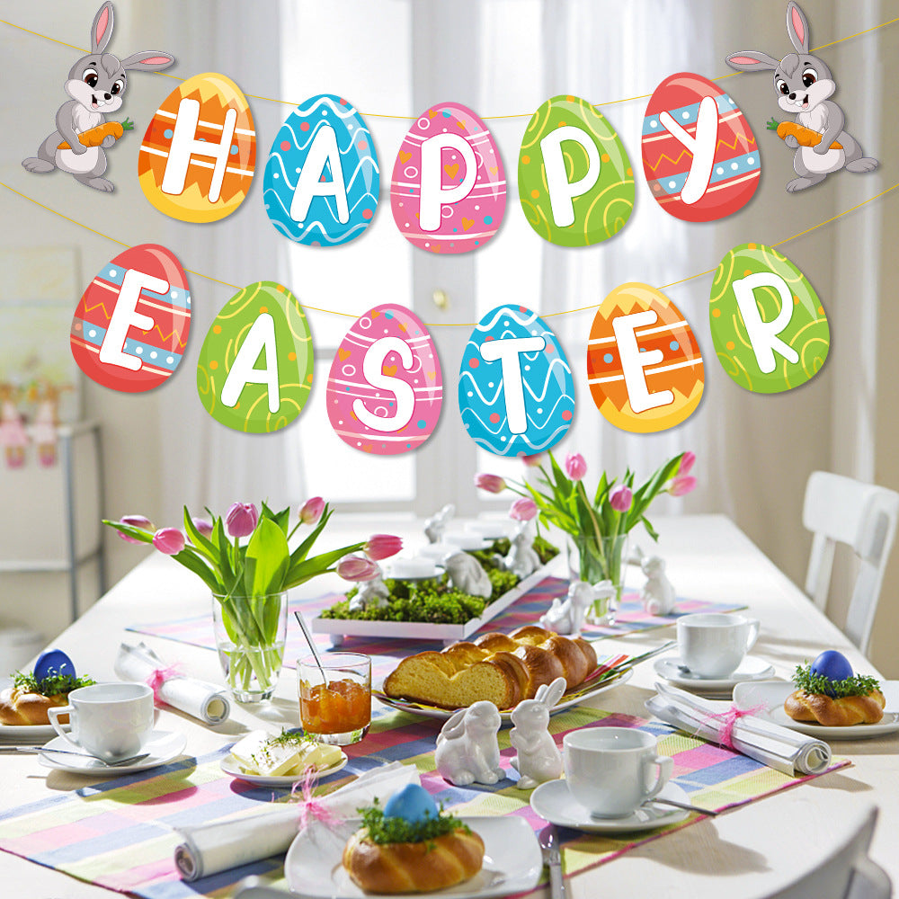 Easter Bunny Egg Banner Happy Easter Party Decor