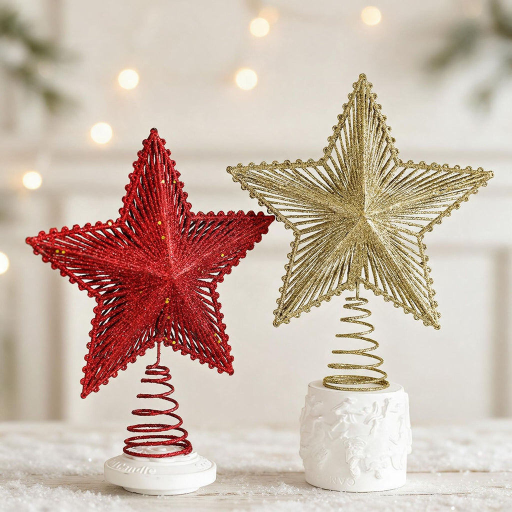 Metal Glitter Star Christmas Tree Topper Decoration