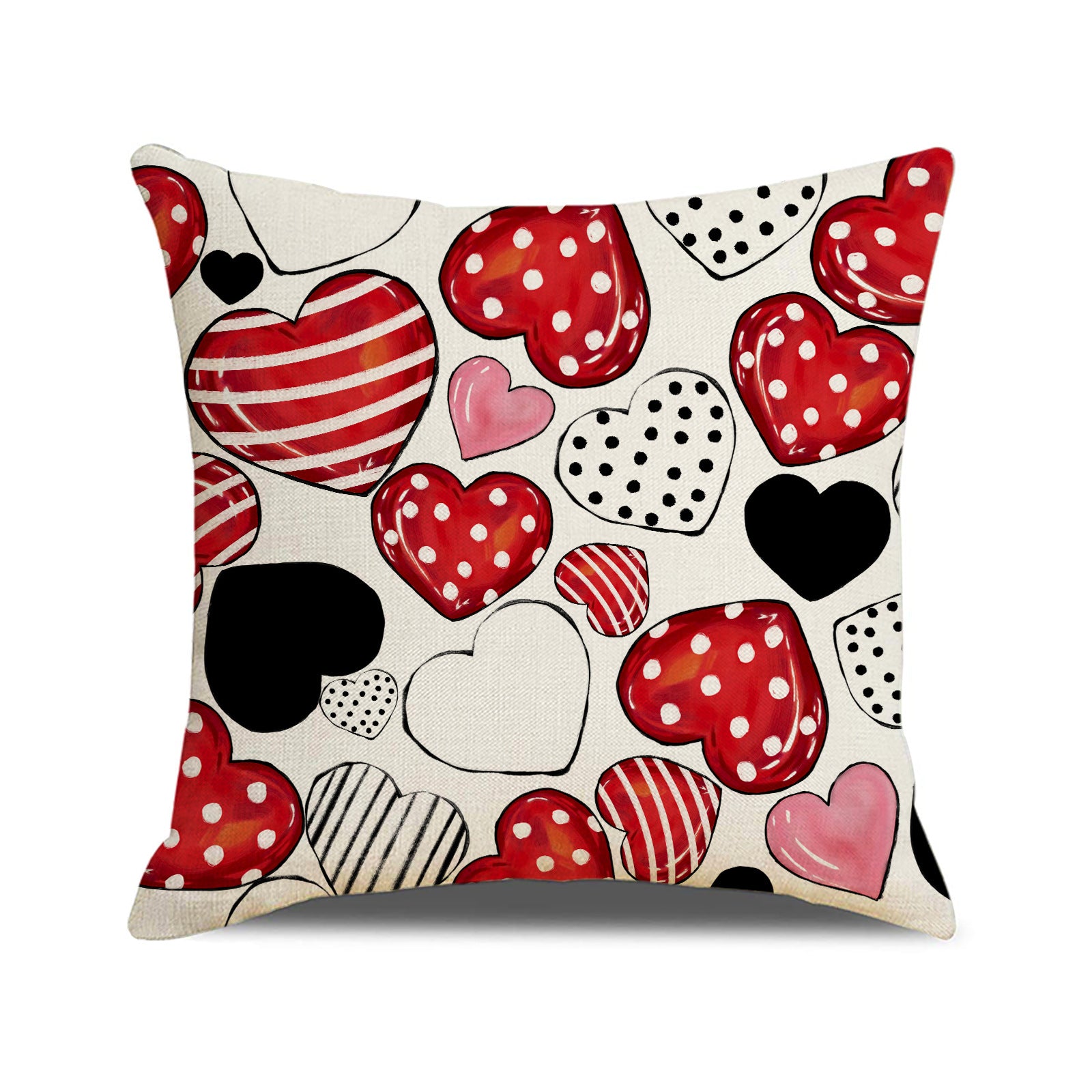 Valentine’s Day Heart Linen Pillow Covers Holiday Decor