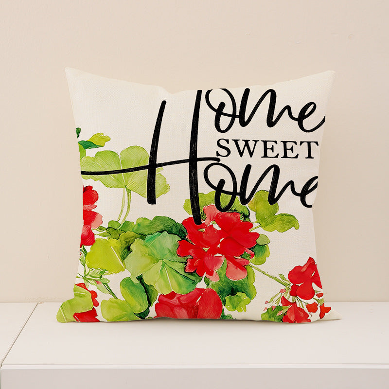 Valentine Floral Truck Linen Pillow Cover 18x18 Inch