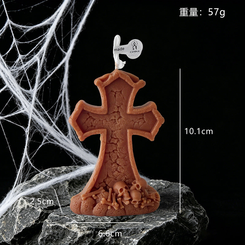 Cross Candle Halloween Decor Gothic Seasonal Home Accent Gift
