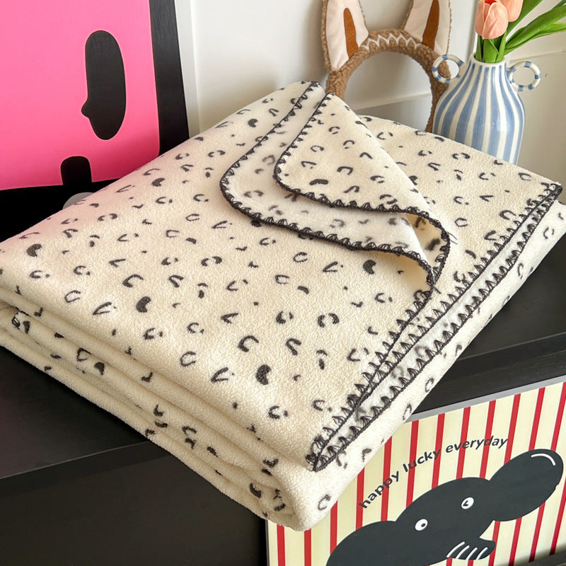 Sherpa Fleece Embroidered Throw Blanket Soft Cozy Home Decor