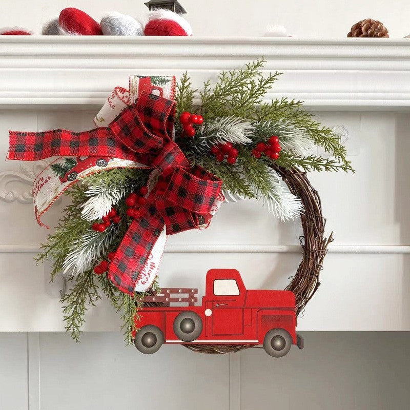 Red Truck Christmas Wreath Farmhouse Style Holiday Decor
