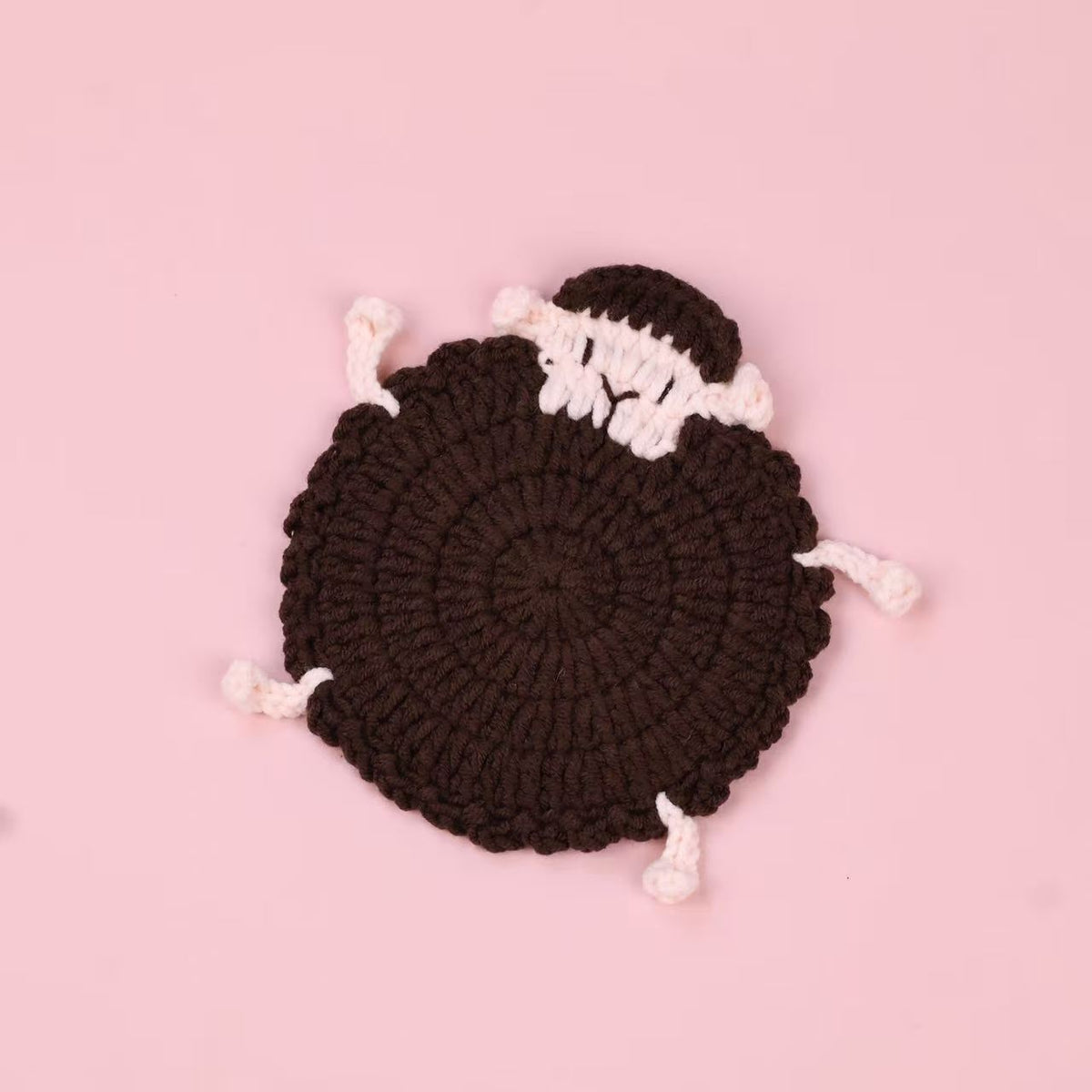 Handmade Crochet Sheep Coaster Wool Yarn Drink Mat