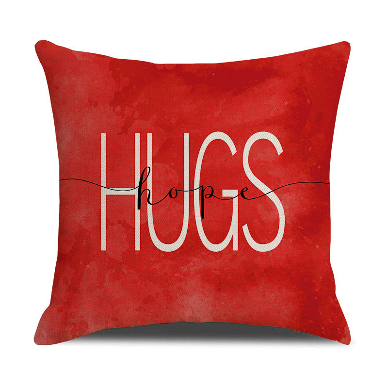 Valentine Nordic Linen Heart Print Pillow Cover Set