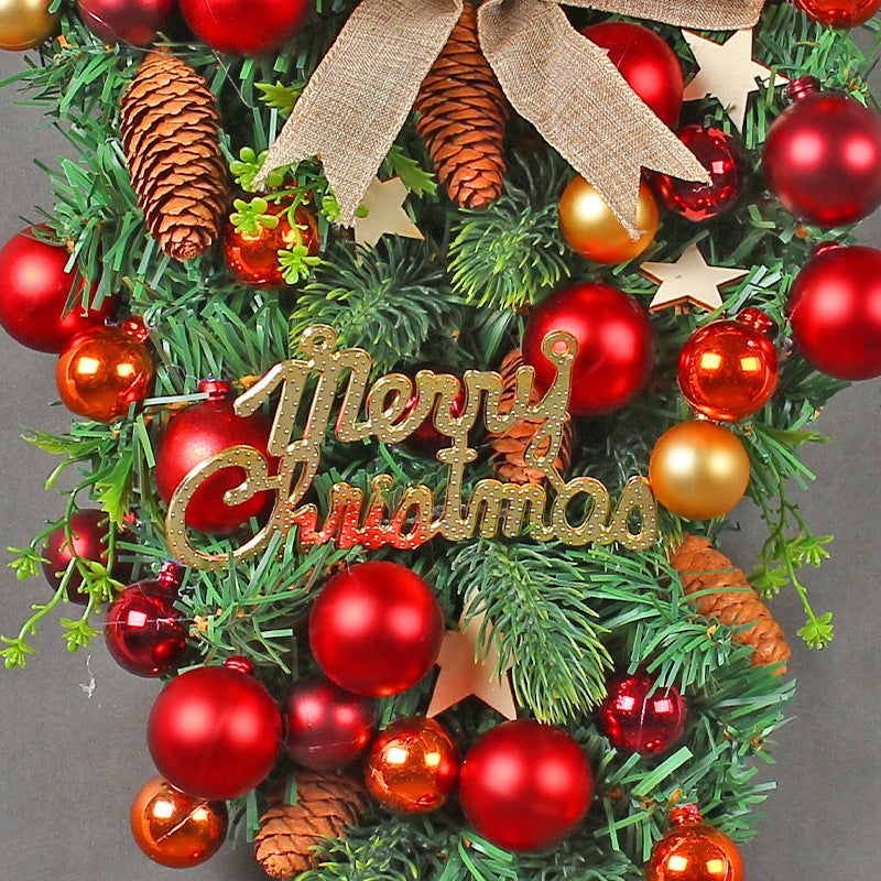 Christmas Teardrop Swag with Pine Cones and Ornaments