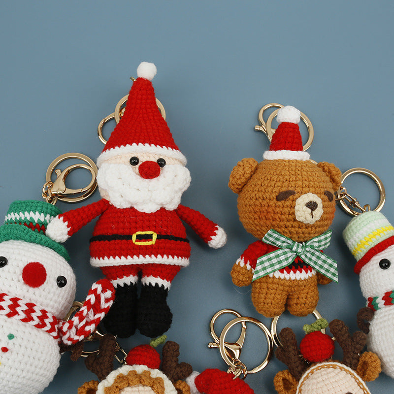 Handmade Crochet Christmas Character Hanging Keychain Holiday Gift