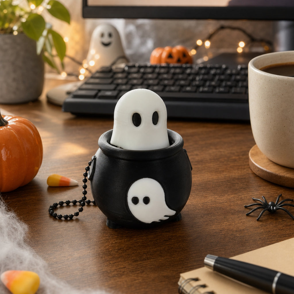 Halloween Clicker Fidget Toy Ghost Stress Relief Keychain