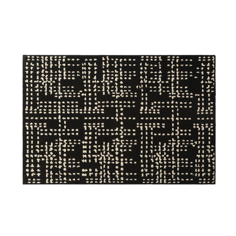 Black Checkered Entryway Rug Non Slip Washable Modern Mat