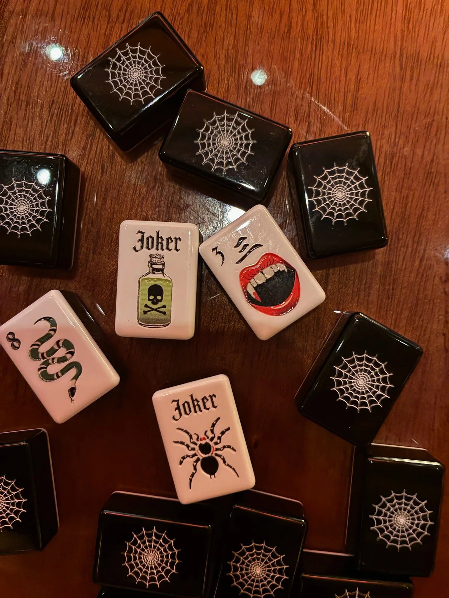 Halloween Mahjong Set Acrylic Tiles Novelty Game