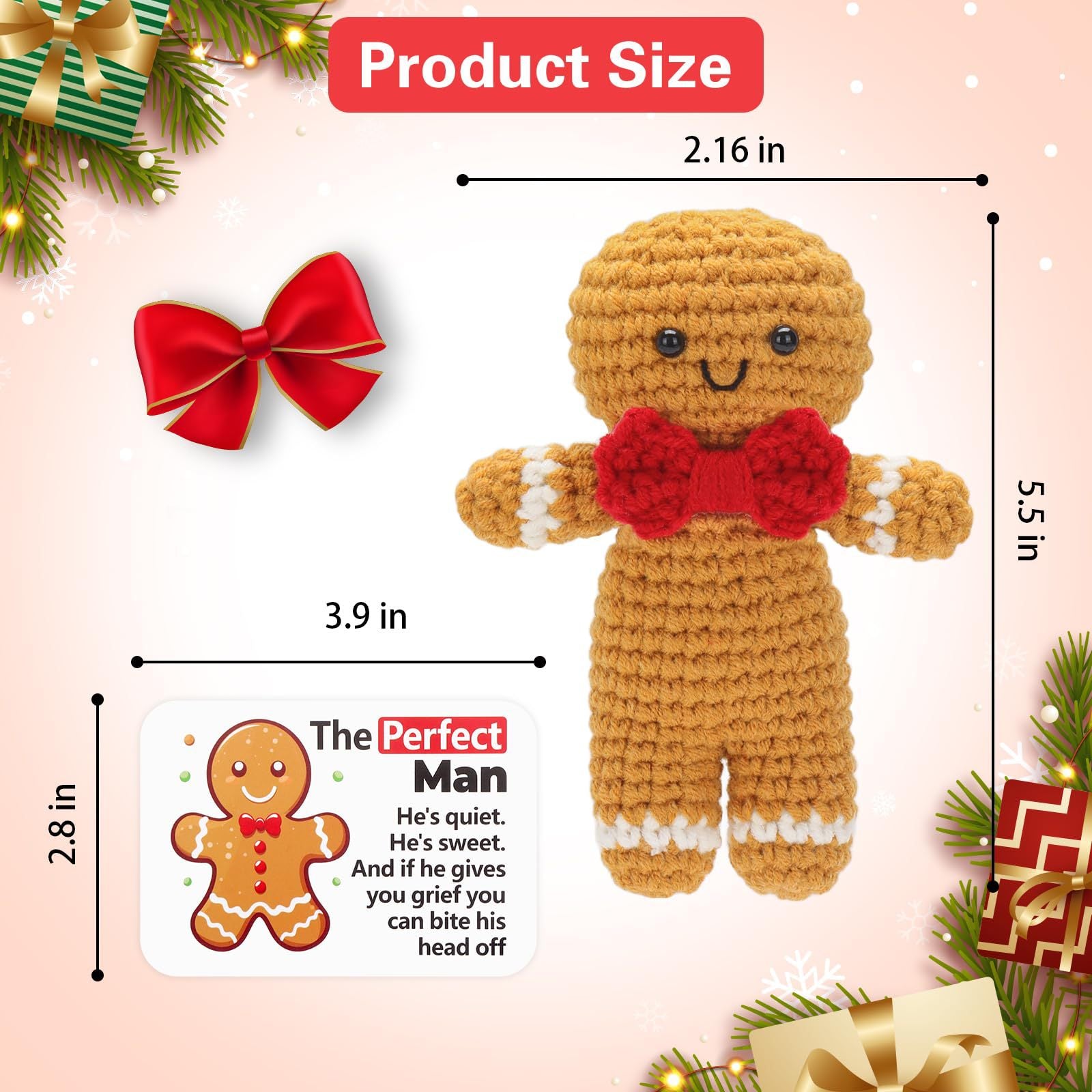 Handmade Crochet Gingerbread Man Christmas Plush