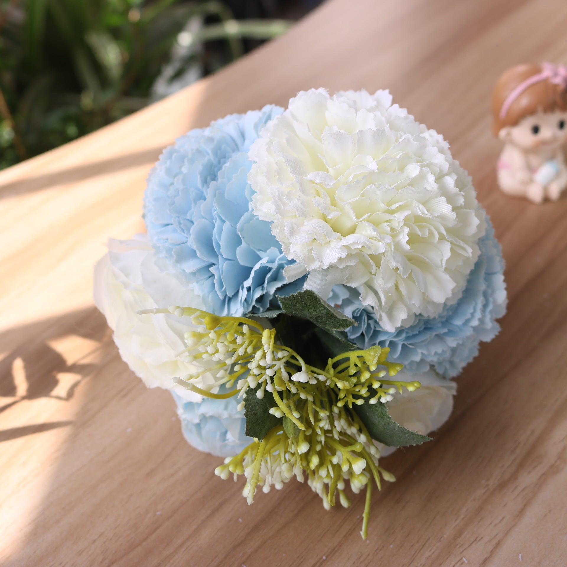 Artificial Hydrangea Carnation Bouquet Faux Flowers Decor