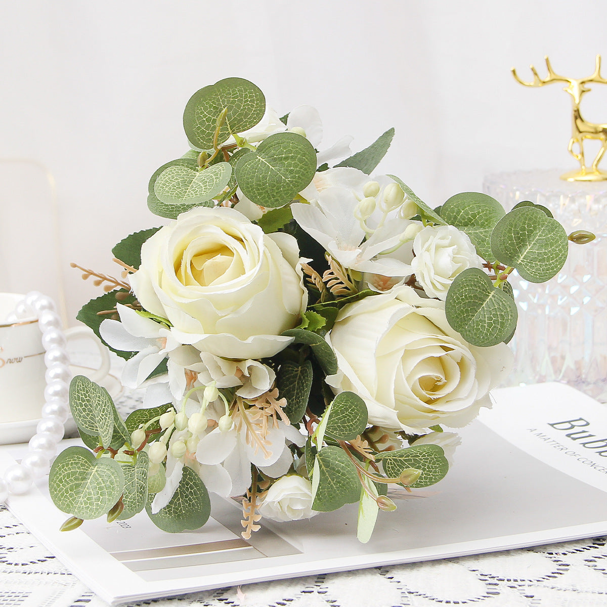 Valentine Artificial Rose Bouquet Home Decor Faux Floral