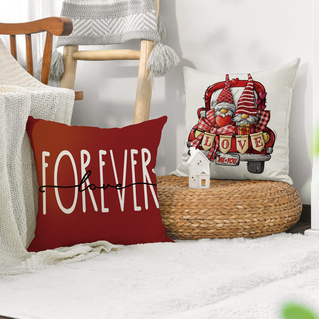 Valentine Gnome Throw Pillow Cover Romantic Letter Decor