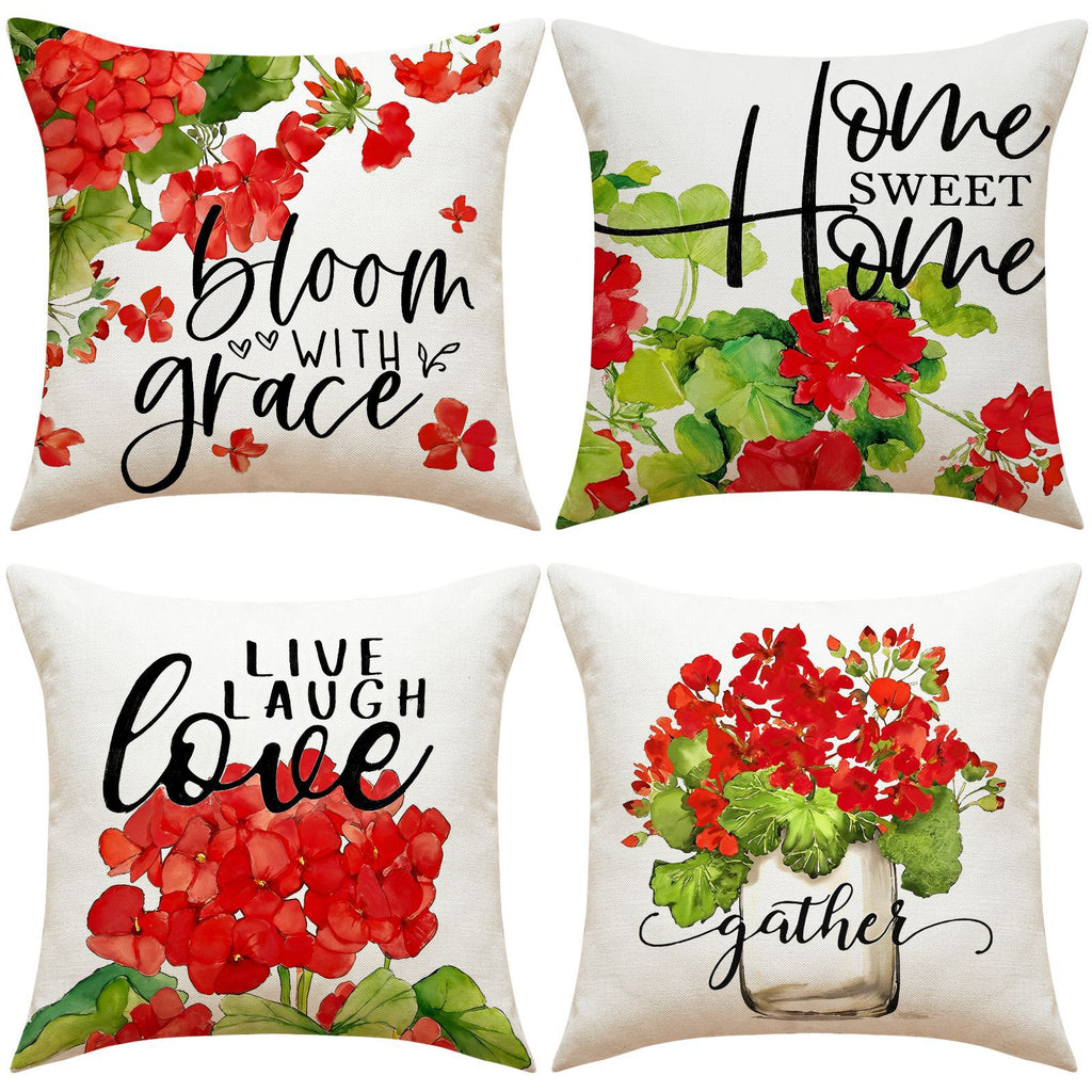 Valentine Floral Truck Linen Pillow Cover 18x18 Inch