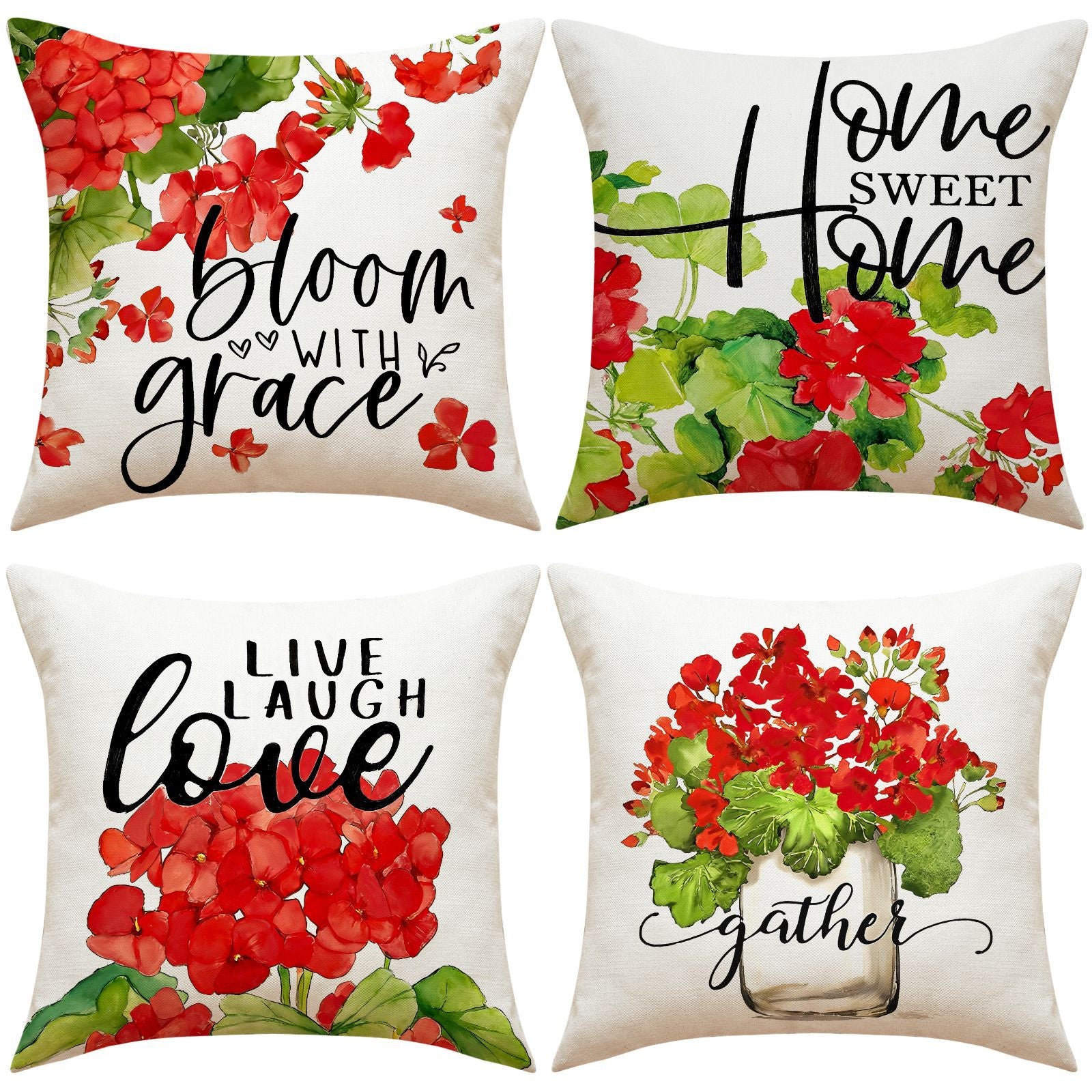 Valentine Floral Truck Linen Pillow Cover 18x18 Inch