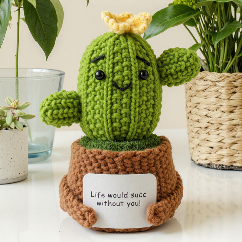 Handmade Crochet Succulent Cactus Mini Potted Plants Decor