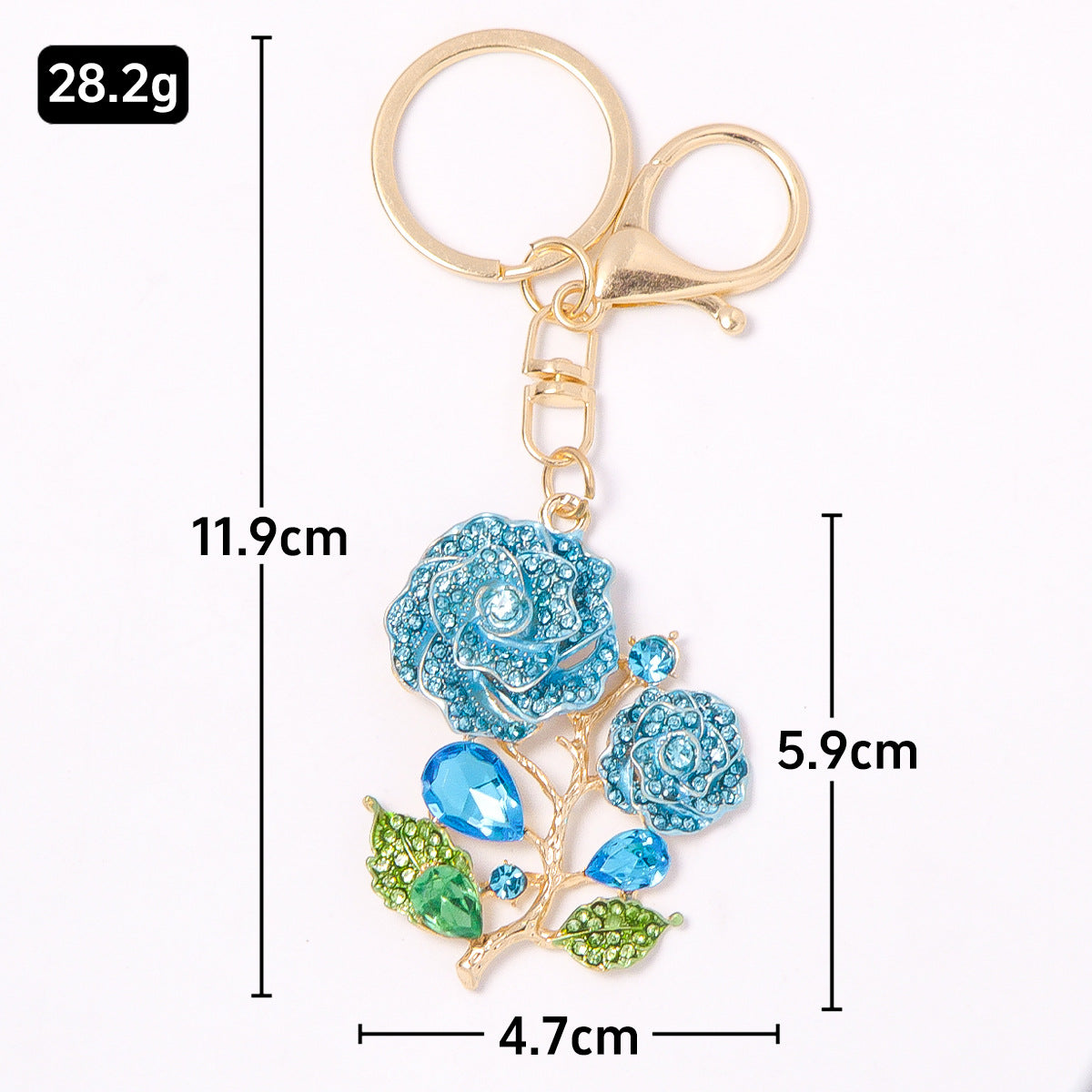 Valentine’s Day Crystal Rose Keychain Rhinestone Metal Charm