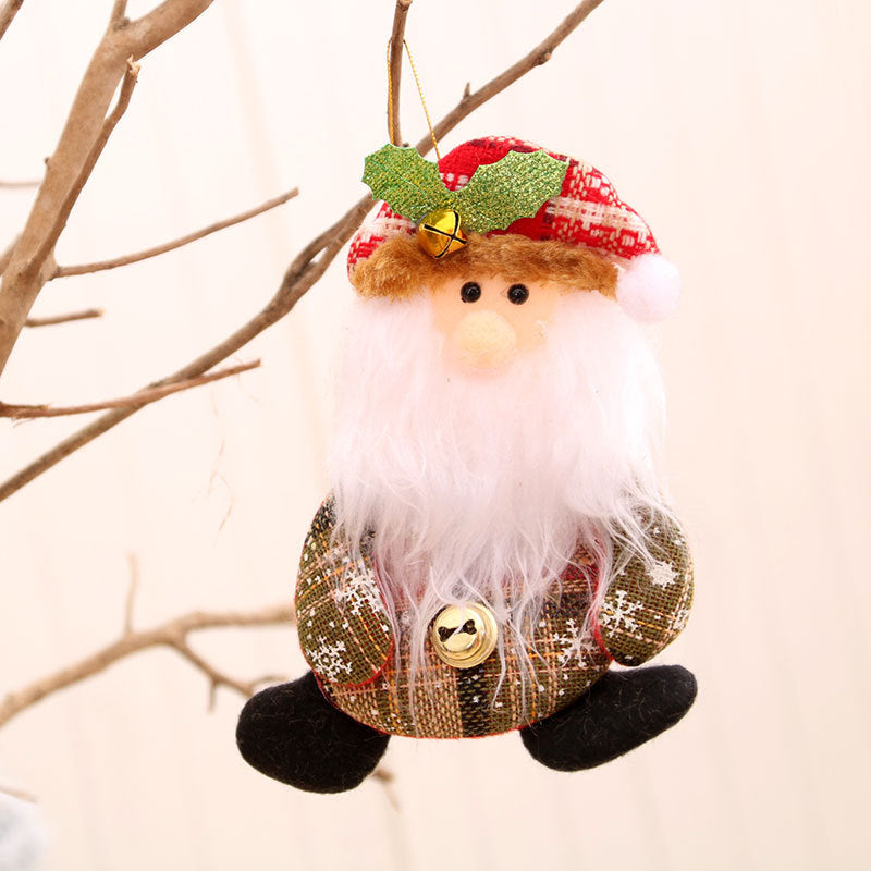 Plush Christmas Tree Hanging Decorations Santa Snowman Set