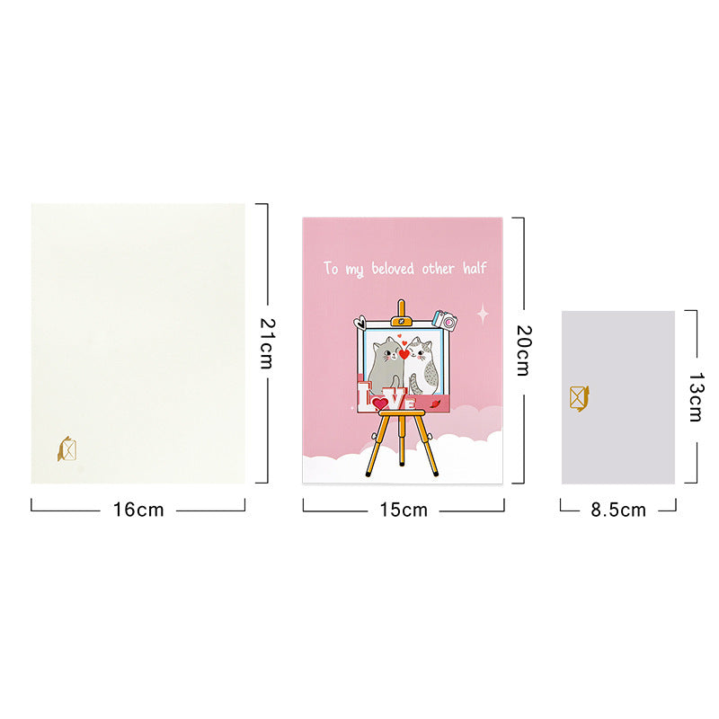 Valentines Day 3D Pop Up Love Card with Cute Cat and Dog