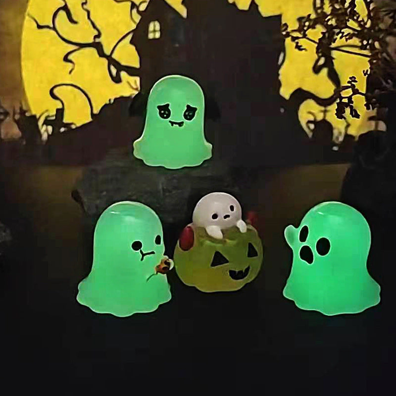 Halloween Ghost Glow In The Dark Resin Mini Figurines Decor