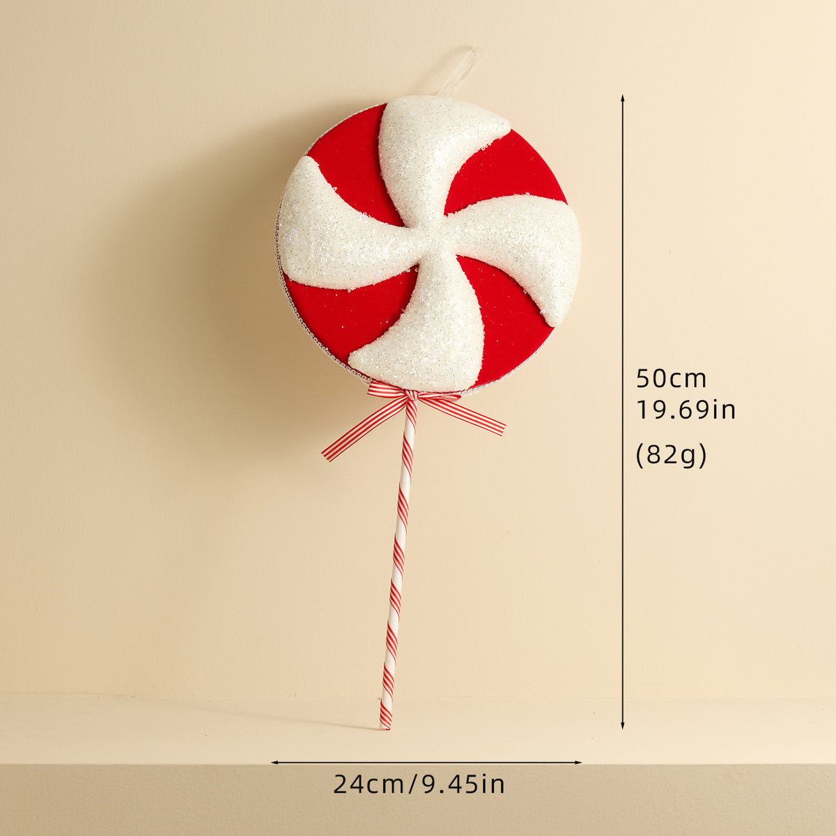 Christmas Candy Cane Lollipop Plush Ornament Holiday Tree Decor