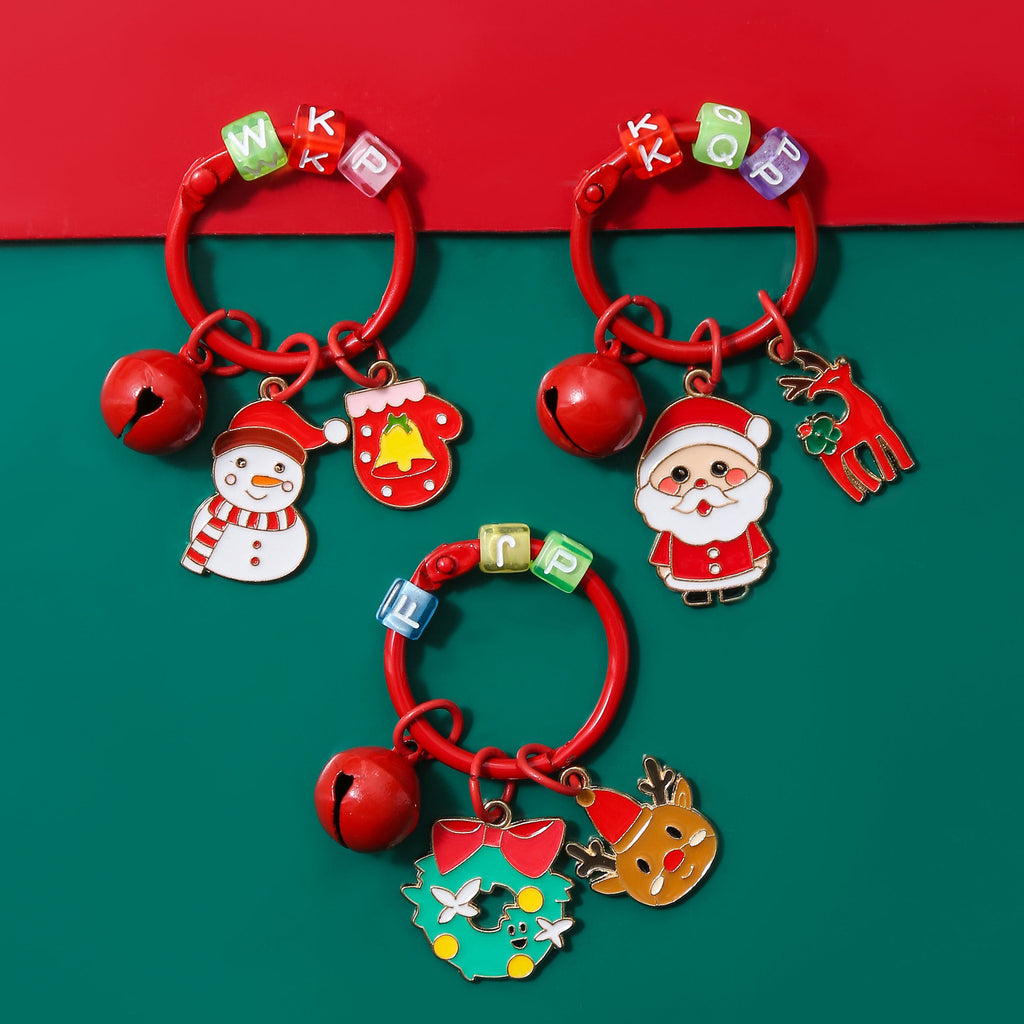 Christmas Santa Snowman Tree Charm Keychain Holiday Accessory