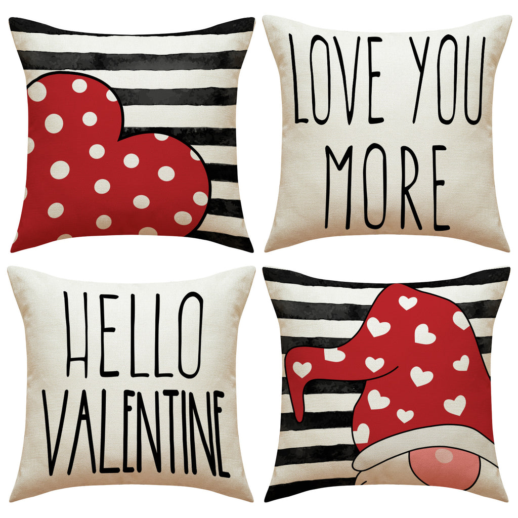 Valentine Heart Gnome Pillow Cover Red Love Decor