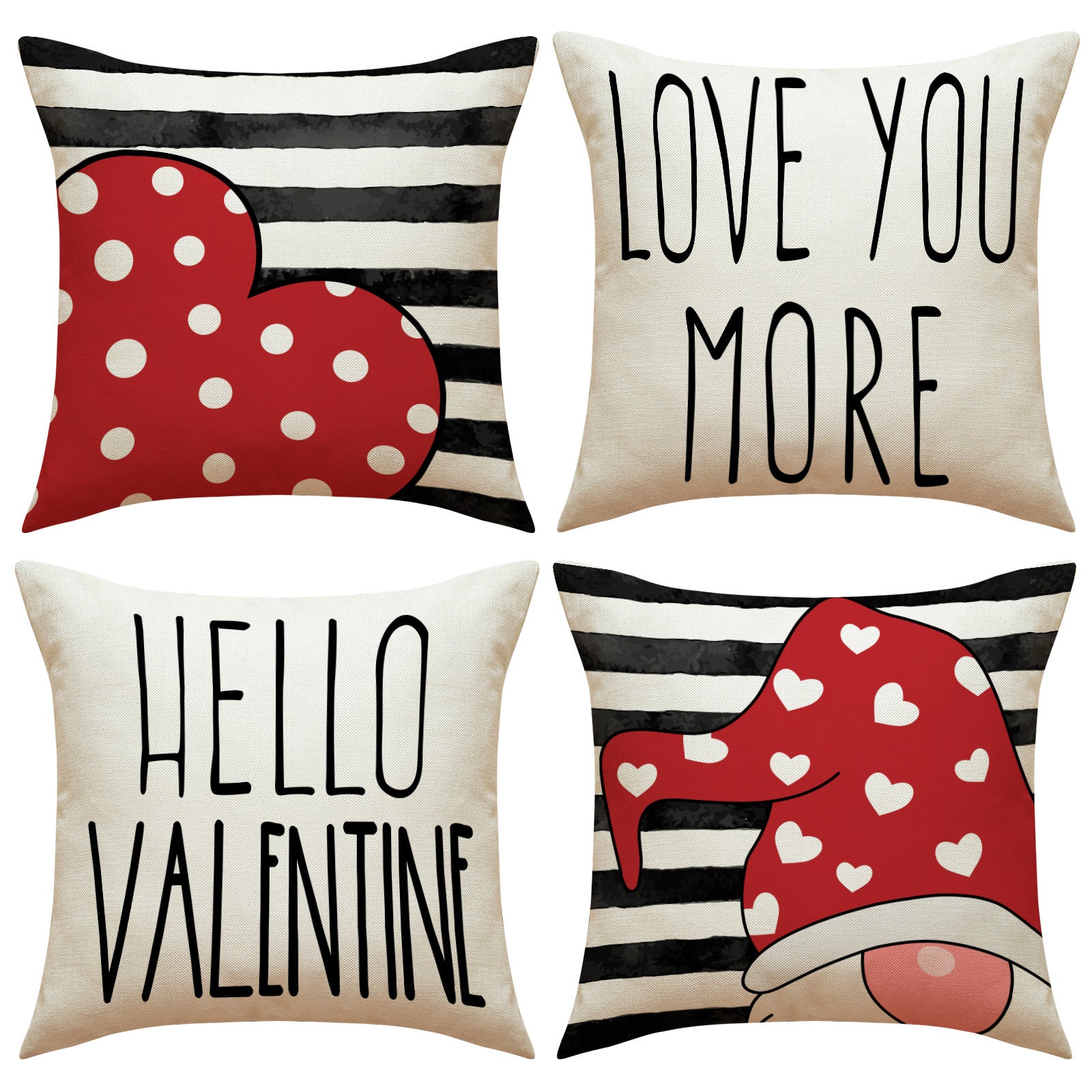 Valentine Heart Gnome Pillow Cover Red Love Decor