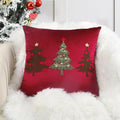 Christmas Tree Embroidered Throw Pillow Cover 18x18in