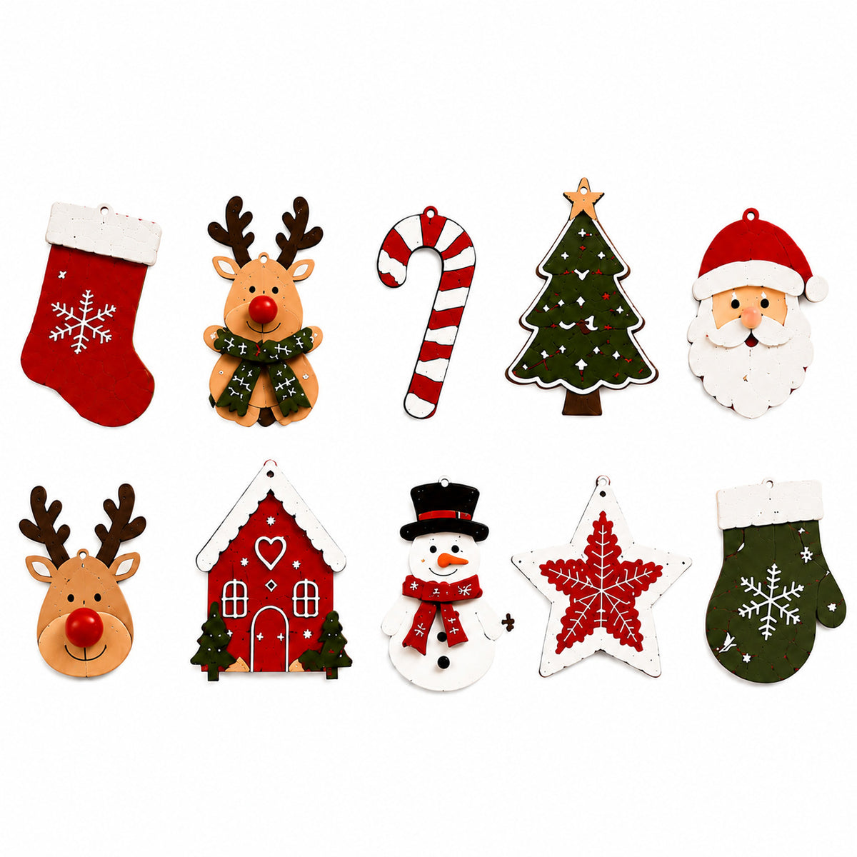 Rustic Christmas Wooden Ornaments Garland Holiday Decor