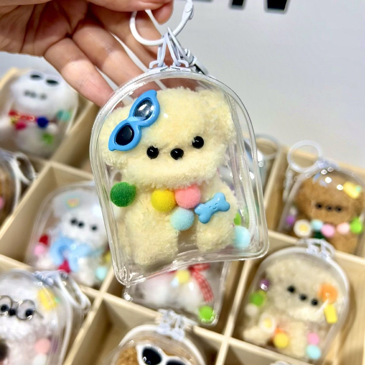 Cute Plush Puppy Bag Charm Mini Keychain Pouch