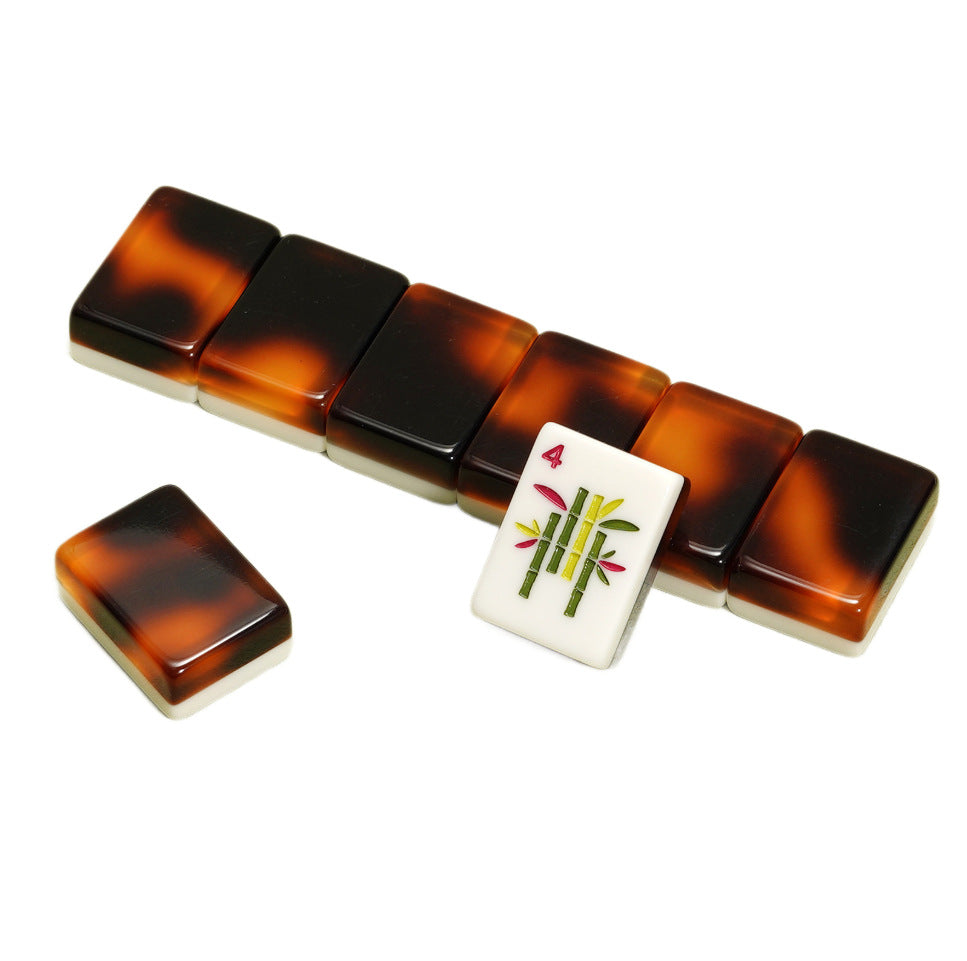 Tortoise Shell Acrylic Mahjong Set Classic Game Tiles