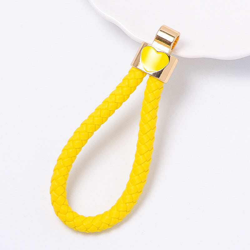 Braided Leather Heart Keychain Car Bag Charm Gift