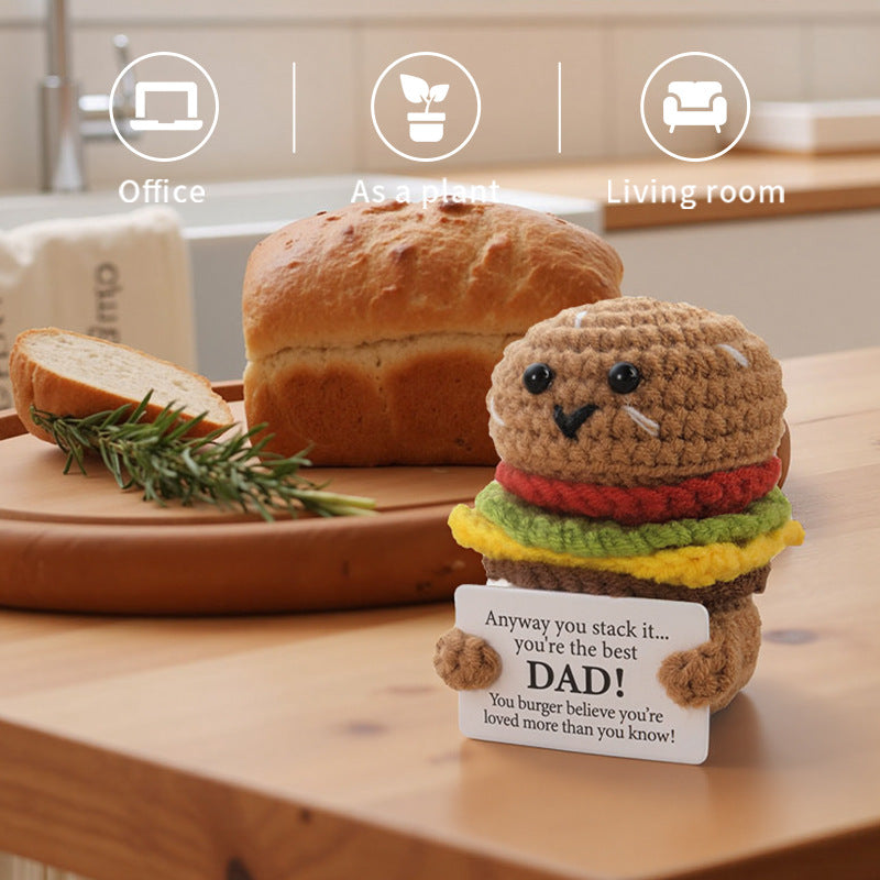 Crochet Hamburger Plush Toy Handmade Mini Desk Decoration