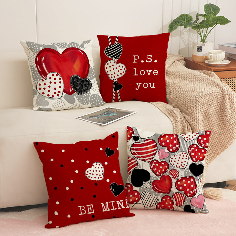 Valentine Red Heart Pillow Covers Set Modern Cozy Home Decor