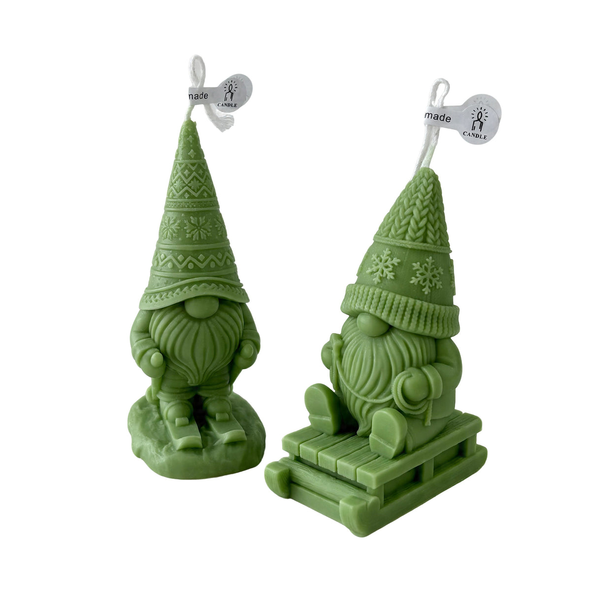 Skiing Gnome Christmas Candle Holiday Decor Festive Tabletop Accent