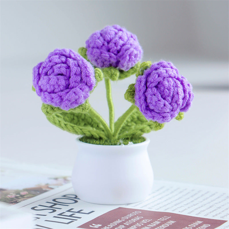 Valentine’s Day Handmade Knitted Flower Pot Gift Decor