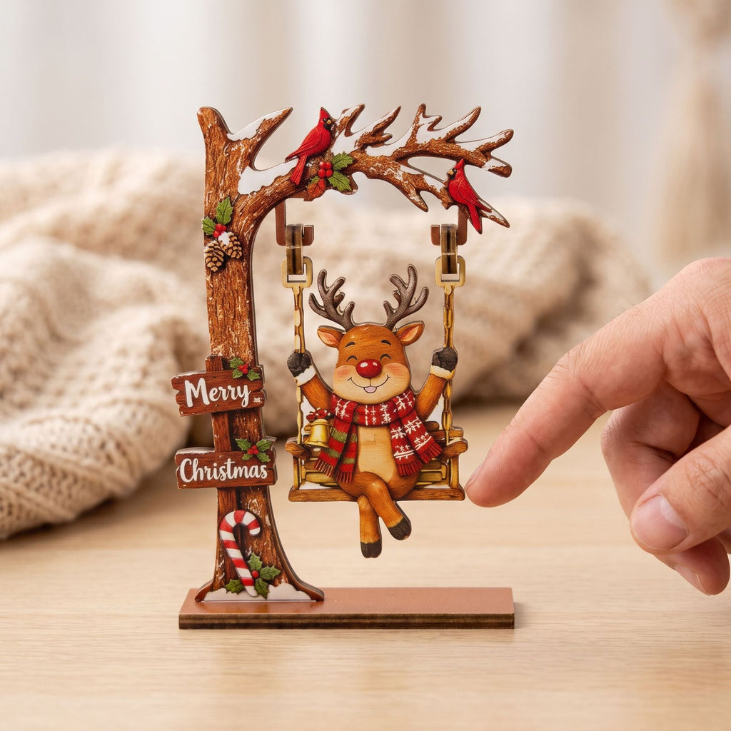Christmas Wooden Swing Tabletop Holiday Decoration