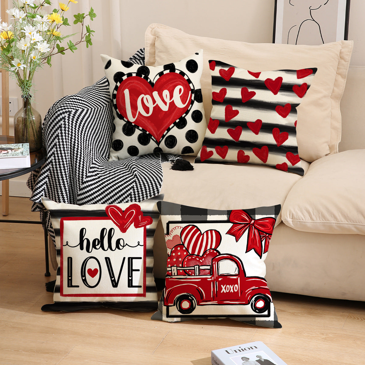 Valentine’s Day Heart Throw Pillow Covers Cute Love Decor