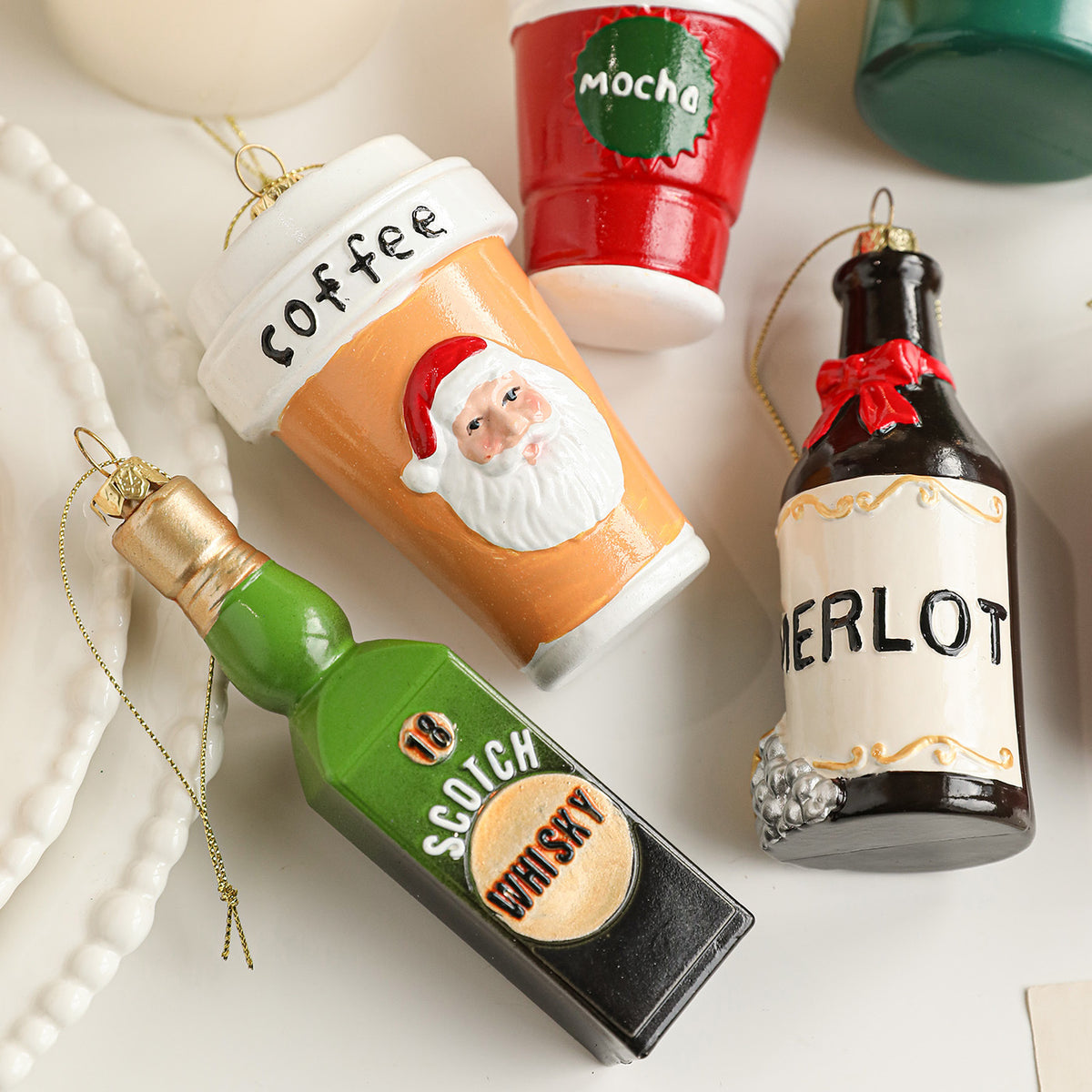 Plastic Christmas Drink Ornaments Holiday Tree Decor