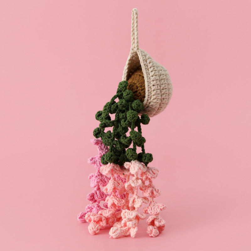 Handmade Crochet Hanging Flower Decor Rearview Mirror Charm