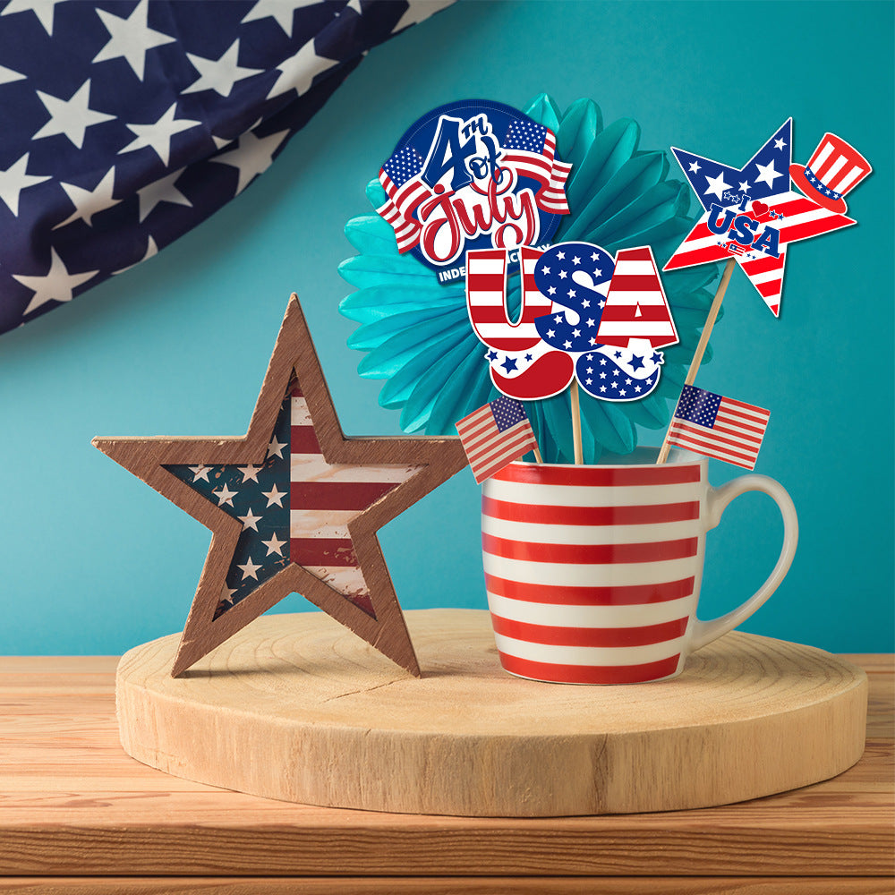 4th of July Patriotic Tabletop Flag Decoration Set USA Party Supplies