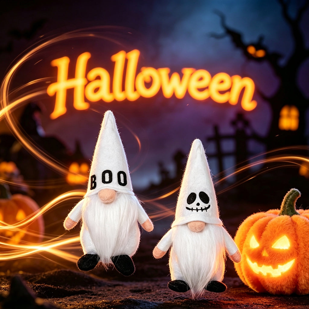 Halloween Ghost Gnome Witch Hat Decor Plush Shelf Sitters